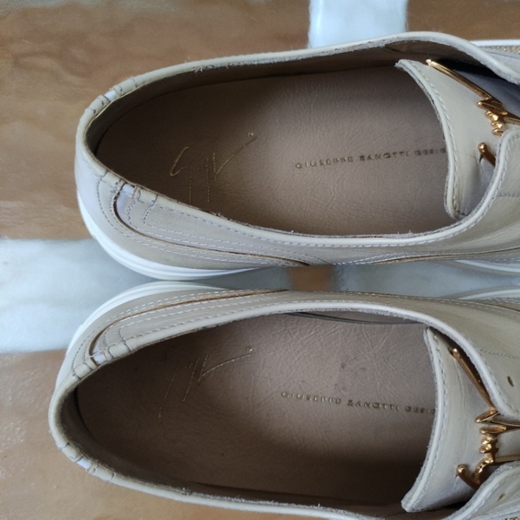 Giuseppe Zanotti Beige Leather Slip On Sneakers with Gold Studs Women's 39 - Picture 14 of 15